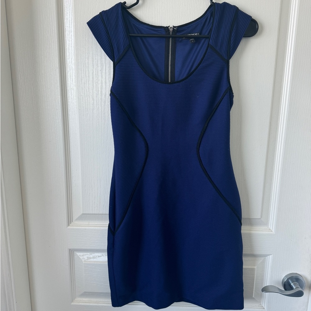 Express Black and Blue Work Dress